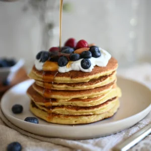 Fluffy pancakes with butter & honey (2 pcs)